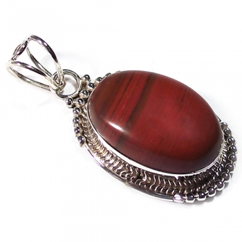 Natural red jasper pure silver pendant